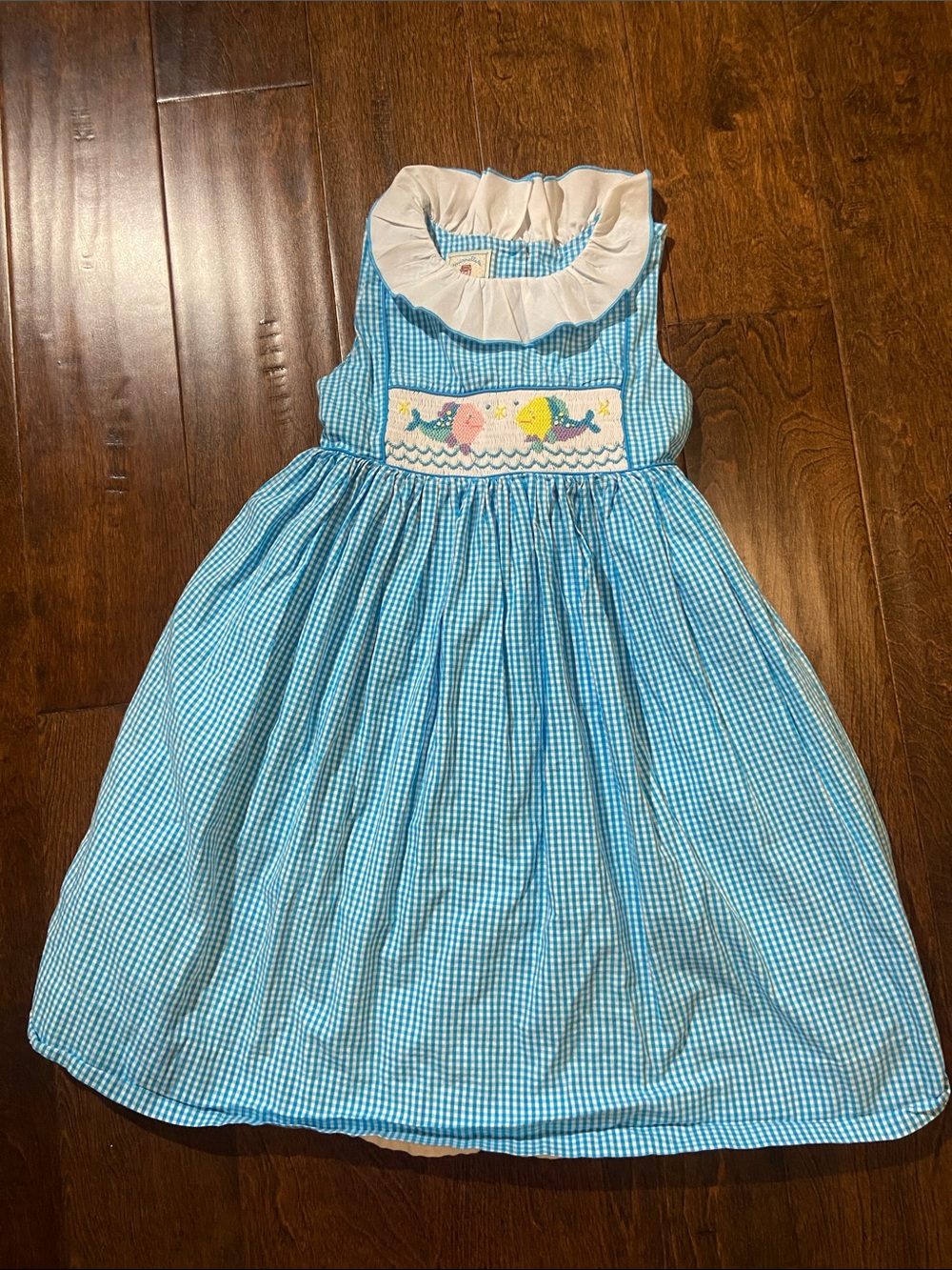 Marmellata Smocked gingham dress fish SZ 6 southern cottage